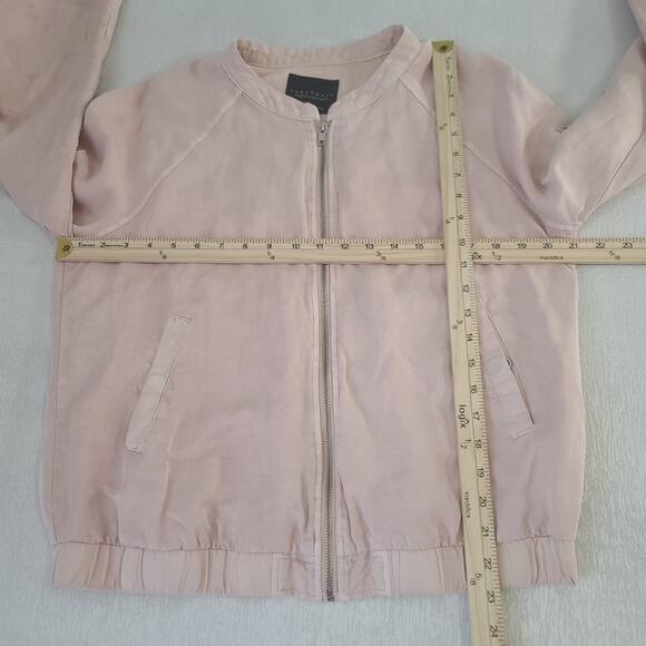 Sanctuary Linen womens pink pilot bomber jacket Sz Large Quiet Luxury Stitch Fix - Picture 10 of 12